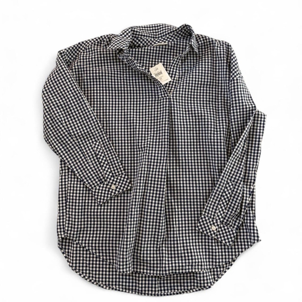 Women’s navy blue and White Checkered Shirt
